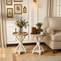 Table d'appoint ronde avec plateau de style rustique en bois