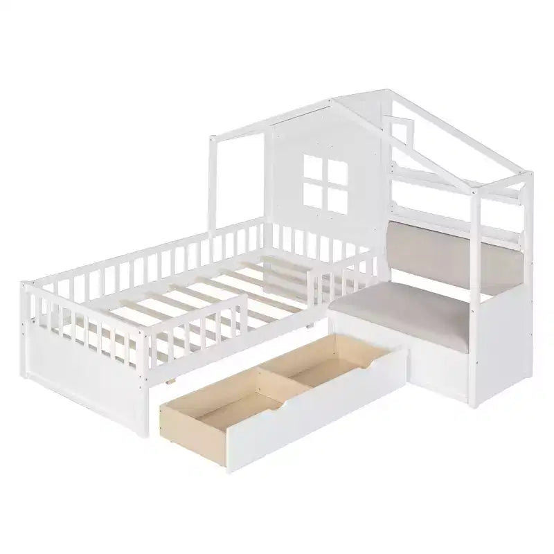 Lit cabane simple avec canapé Lit plateforme pour enfants