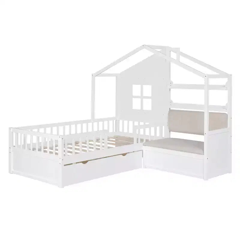 Lit cabane simple avec canapé Lit plateforme pour enfants