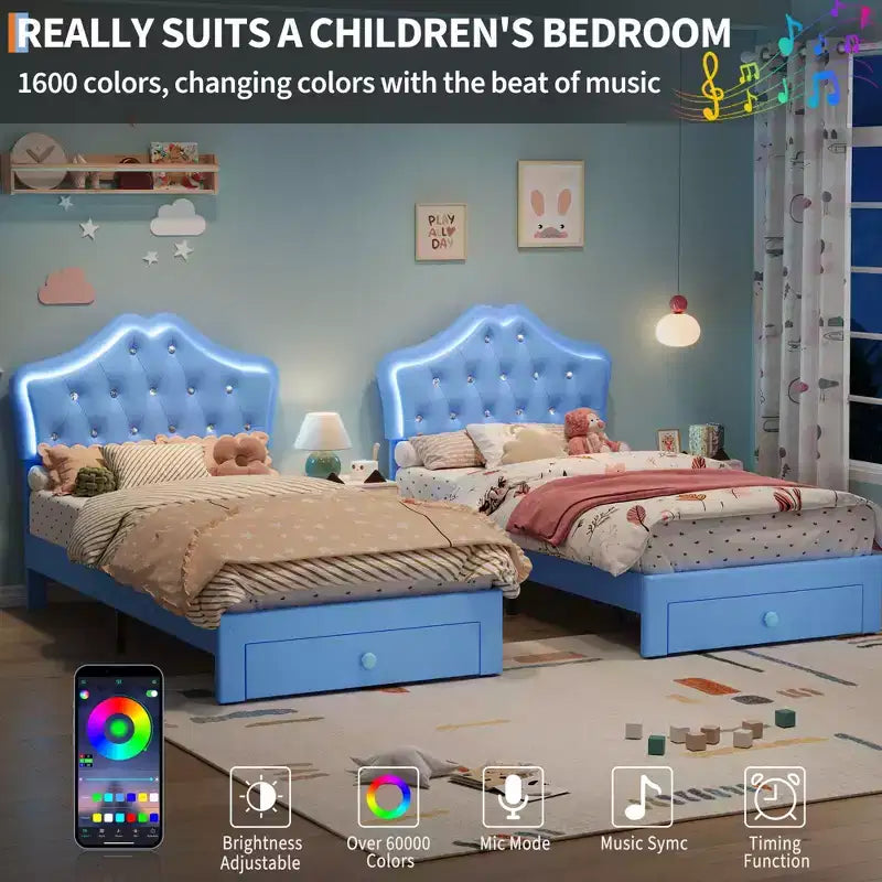 Tête de lit en velours capitonné avec boutons de cristal
