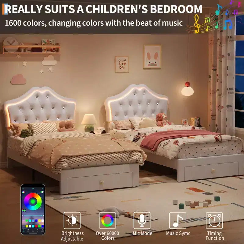 Tête de lit en velours capitonné avec boutons de cristal