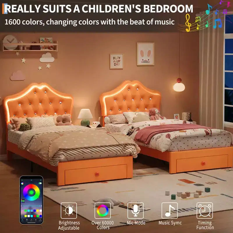 Tête de lit en velours capitonné avec boutons de cristal
