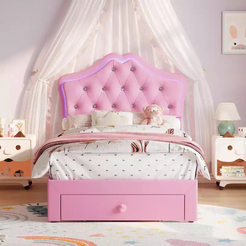 Tête de lit en velours capitonné avec boutons de cristal