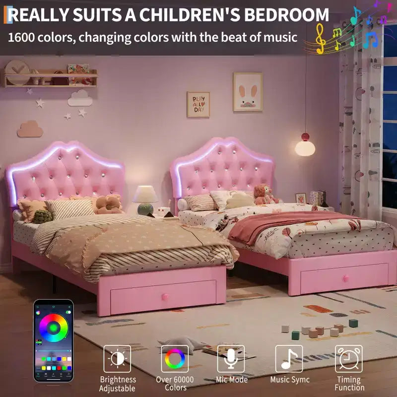 Tête de lit en velours capitonné avec boutons de cristal