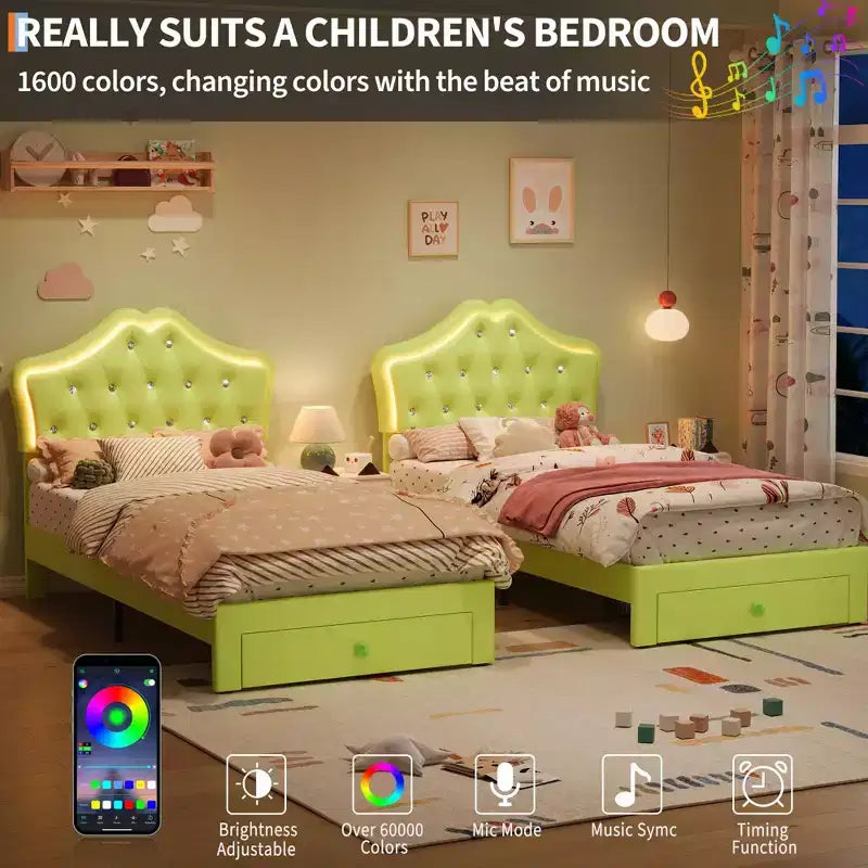 Tête de lit en velours capitonné avec boutons de cristal