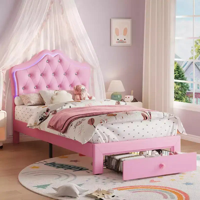 Tête de lit en velours capitonné avec boutons de cristal