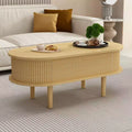 Table basse ovale relevable moderne avec rangement dissimulé