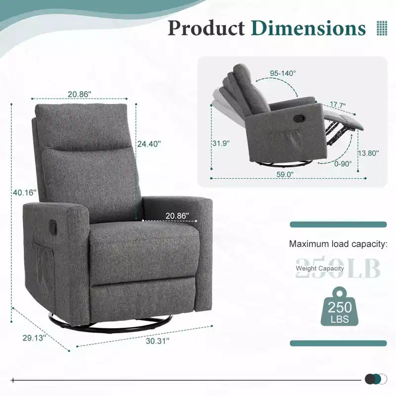 Fauteuil inclinable pivotant rembourré moderne Fauteuils d'appoint