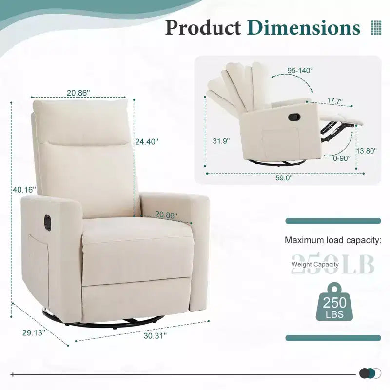 Fauteuil inclinable pivotant rembourré moderne Fauteuils d'appoint