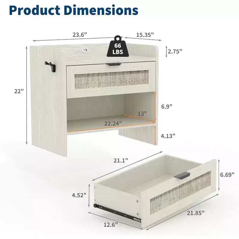 Table de chevet en rotin