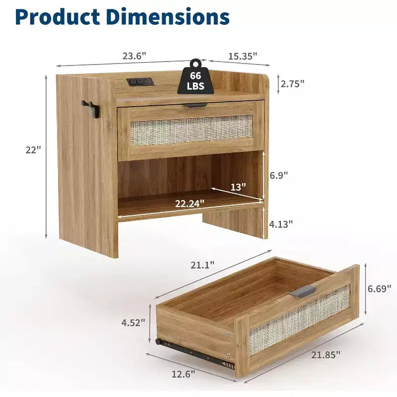 Table de chevet en rotin