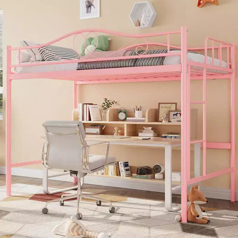 Bunk Bed Twin Over Twin Twin Bunk Bed with Ladde & Full-Length Guardrails Heavy Duty Metal 400 LBS Weight Capacity Space-Saving Design