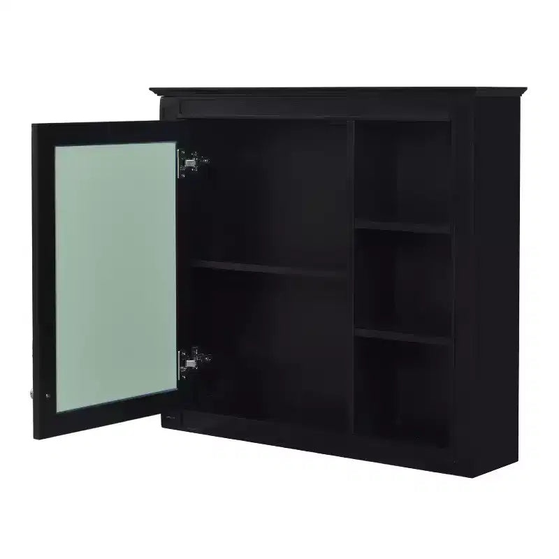 Armoire à pharmacie de salle de bain avec miroir et étagères ouvertes