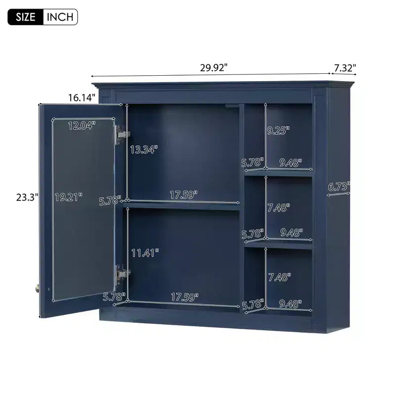 Armoire à pharmacie de salle de bain avec miroir et étagères ouvertes