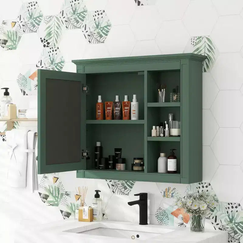 Armoire à pharmacie de salle de bain avec miroir et étagères ouvertes