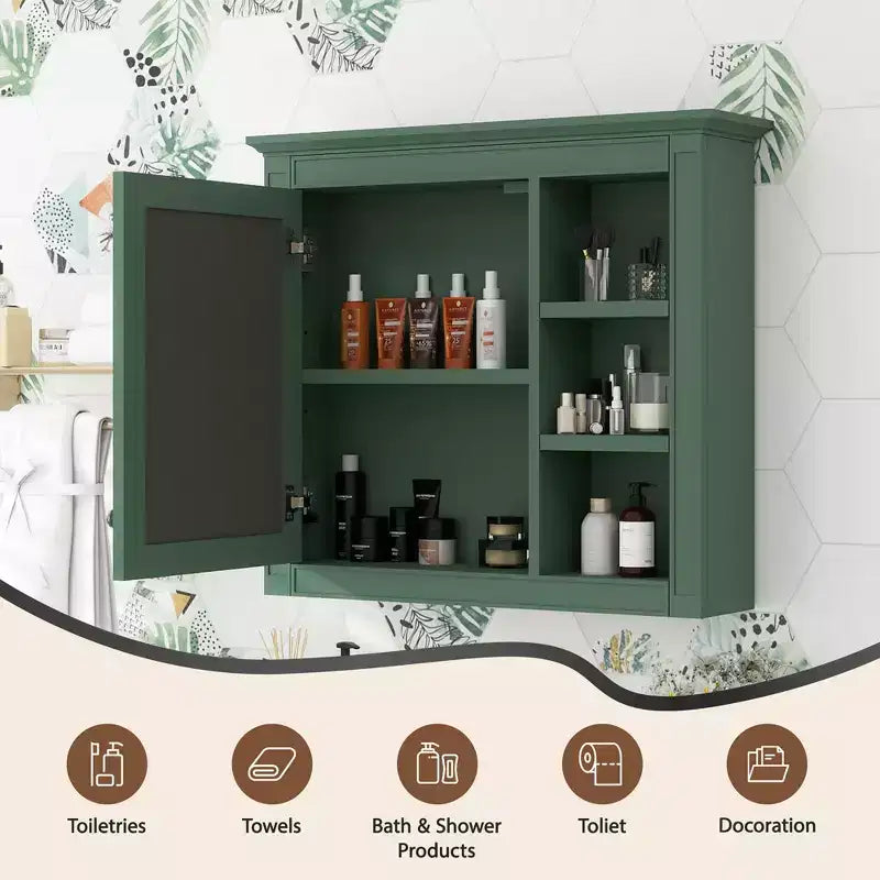 Armoire à pharmacie de salle de bain avec miroir et étagères ouvertes