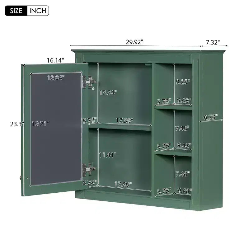 Armoire à pharmacie de salle de bain avec miroir et étagères ouvertes