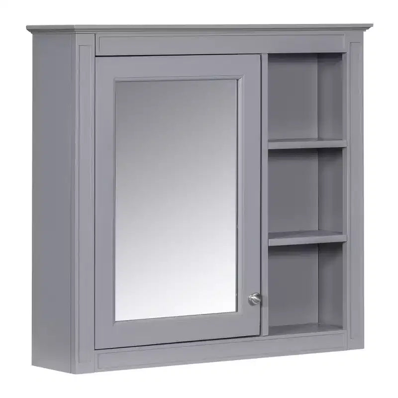 Armoire à pharmacie de salle de bain avec miroir et étagères ouvertes
