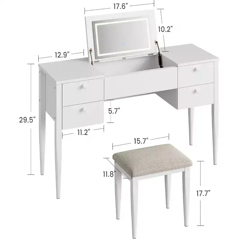 Coiffeuse avec Lumières et Tabouret Coiffeuse