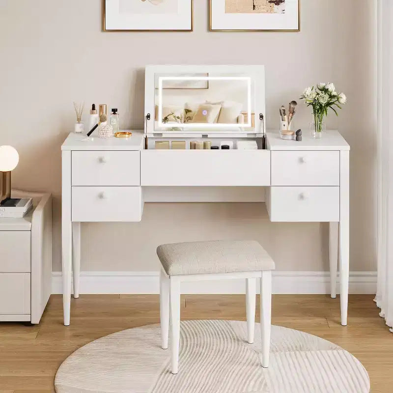 Coiffeuse avec Lumières et Tabouret Coiffeuse