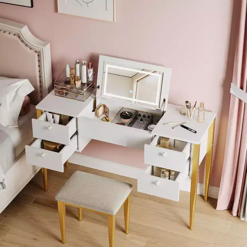 Coiffeuse avec Lumières et Tabouret Coiffeuse