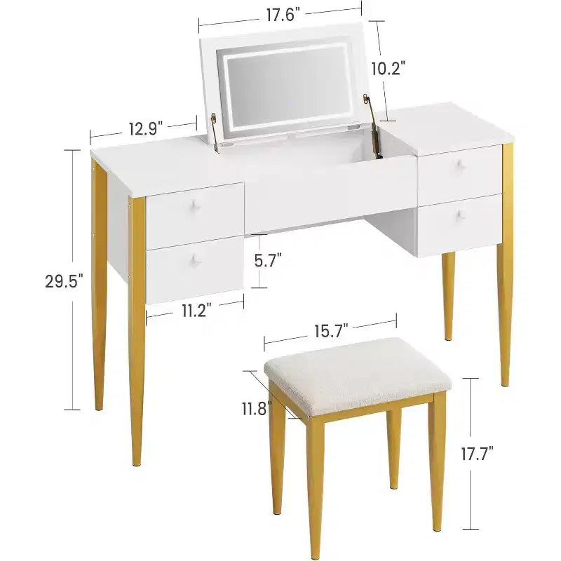 Coiffeuse avec Lumières et Tabouret Coiffeuse