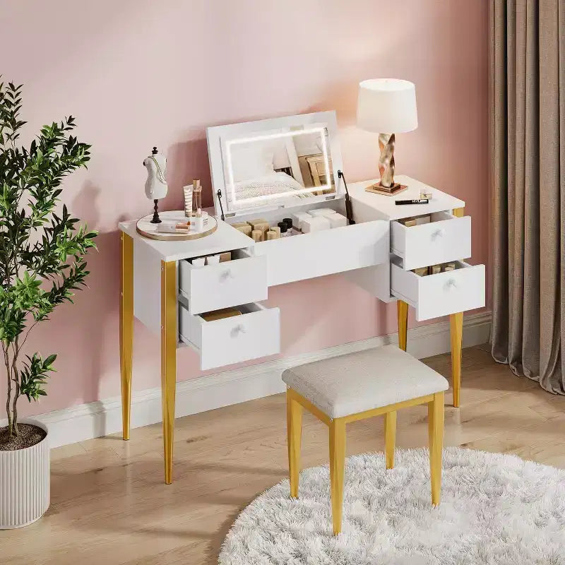Coiffeuse avec Lumières et Tabouret Coiffeuse