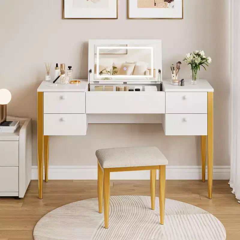 Coiffeuse avec Lumières et Tabouret Coiffeuse