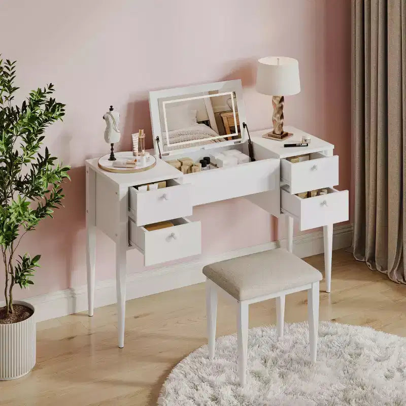 Coiffeuse avec Lumières et Tabouret Coiffeuse