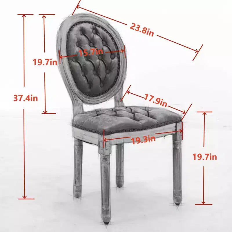 Chaises de salle à manger capitonnées de style français