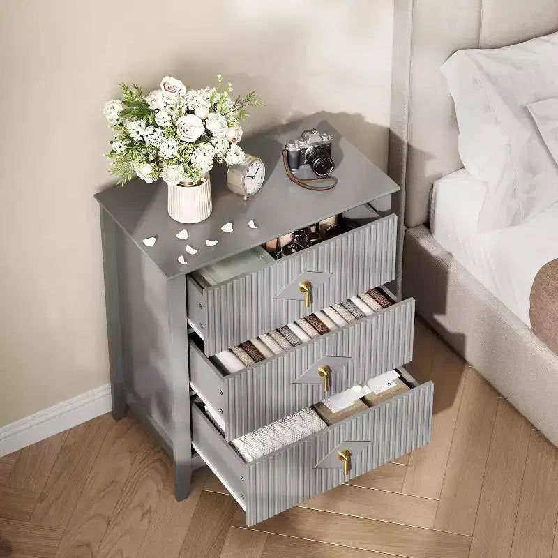 Commode cannelée de tiroirs, meuble de rangement moderne