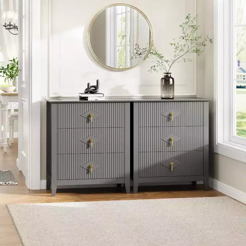 Commode cannelée de tiroirs, meuble de rangement moderne