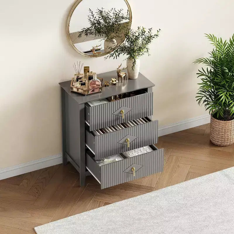 Commode cannelée de tiroirs, meuble de rangement moderne