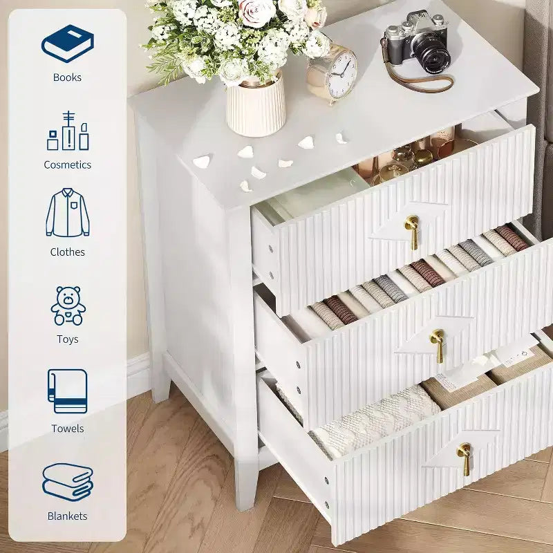 Commode cannelée de tiroirs, meuble de rangement moderne