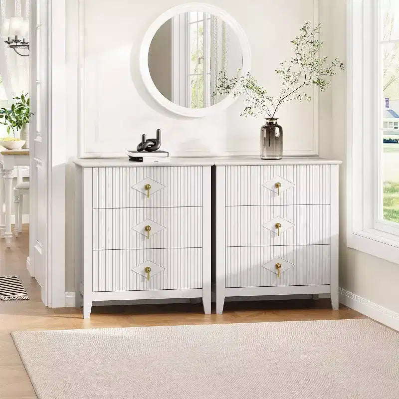 Commode cannelée de tiroirs, meuble de rangement moderne
