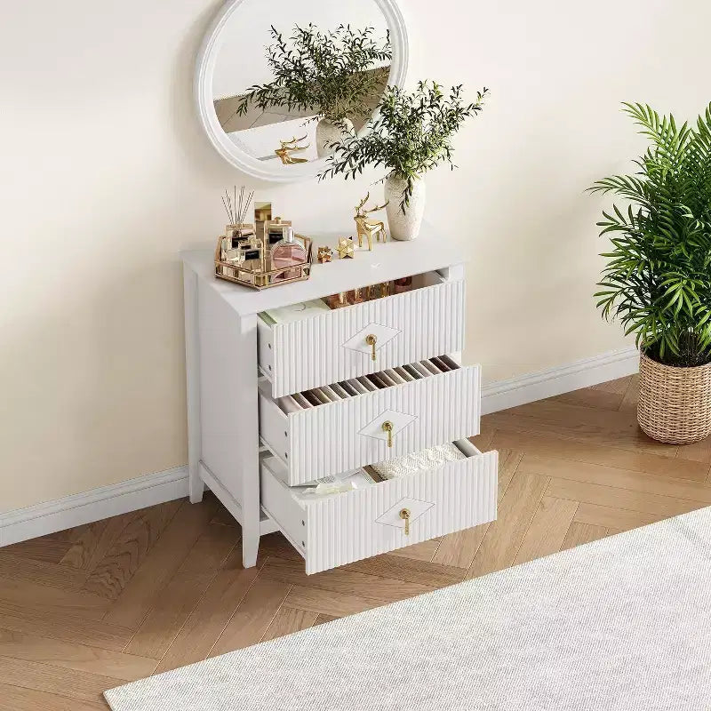 Commode cannelée de tiroirs, meuble de rangement moderne