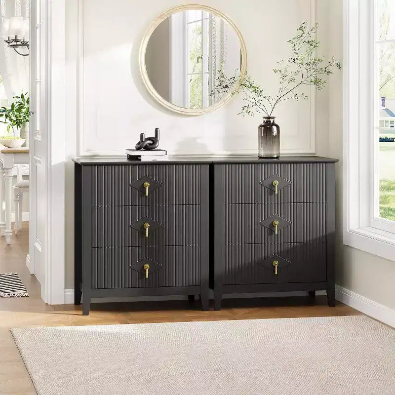 Commode cannelée de tiroirs, meuble de rangement moderne