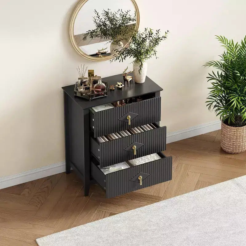 Commode cannelée de tiroirs, meuble de rangement moderne