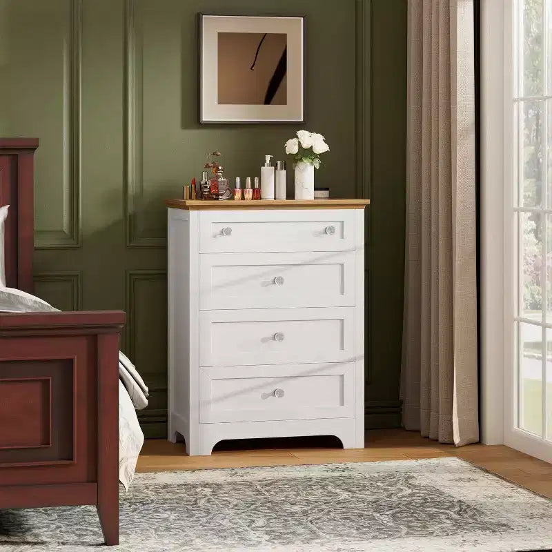 Commode de chevet à tiroirs avec plateau en verre Commode moderne