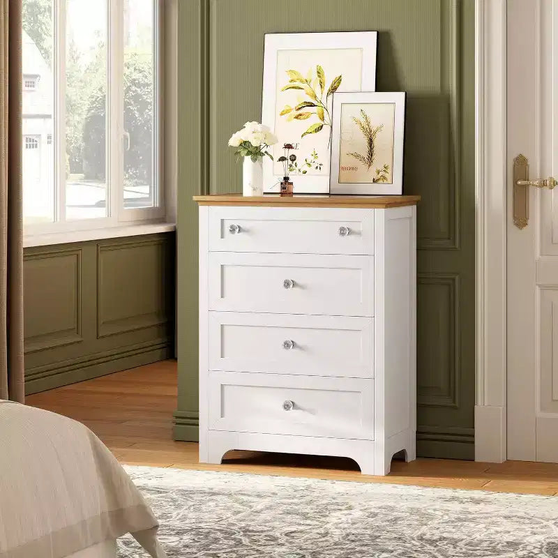 Commode de chevet à tiroirs avec plateau en verre Commode moderne