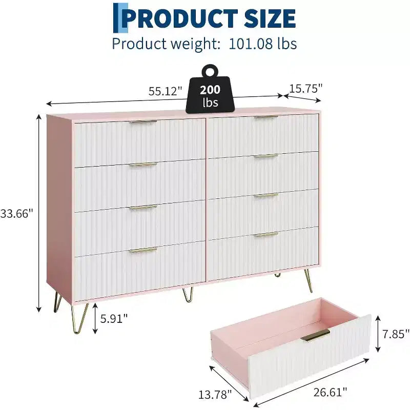 Commode moderne en bois avec poignées métalliques