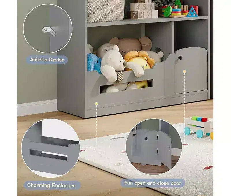 Étagère à Livres et Organisateur de Rangement pour Jouets pour Enfants