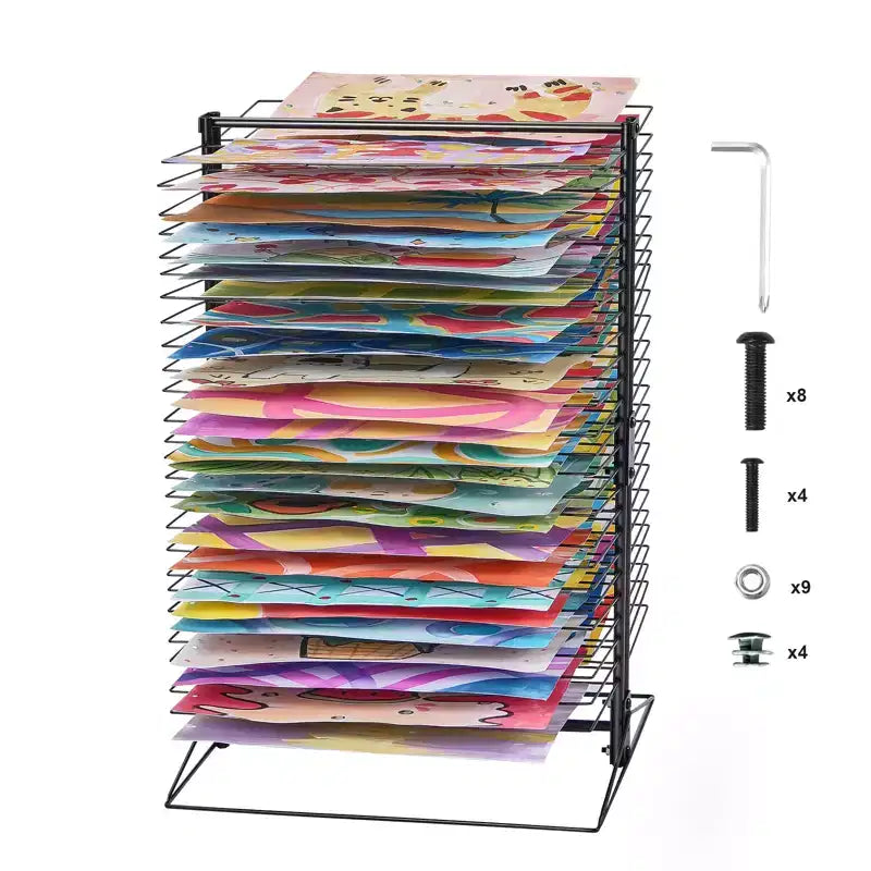 VEVOR Art Drying Rack 50 Removable Shelves 20 x 17 x 30 inch Paint Drying Rack with Stable Base Carbon Steel Metal Painting Drying Rack Black