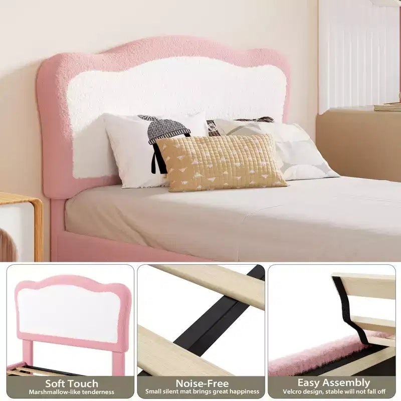 Tête de lit mignonne en velours pour lit simple