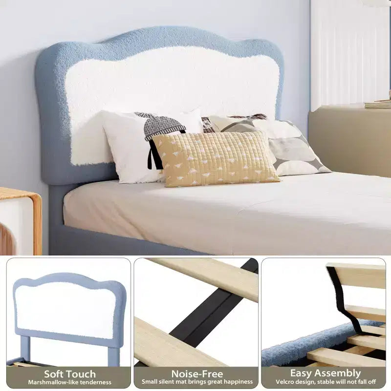 Tête de lit mignonne en velours pour lit simple