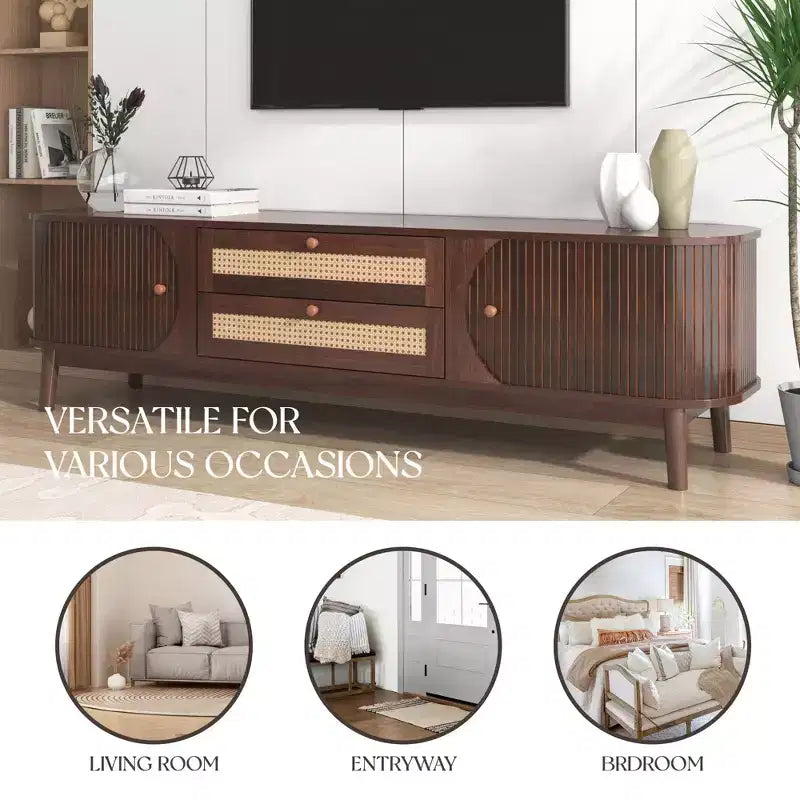 Meuble TV en rotin marron