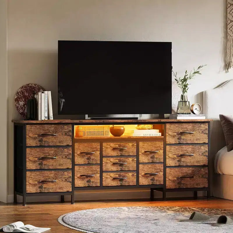 Commode TV longue à tiroirs