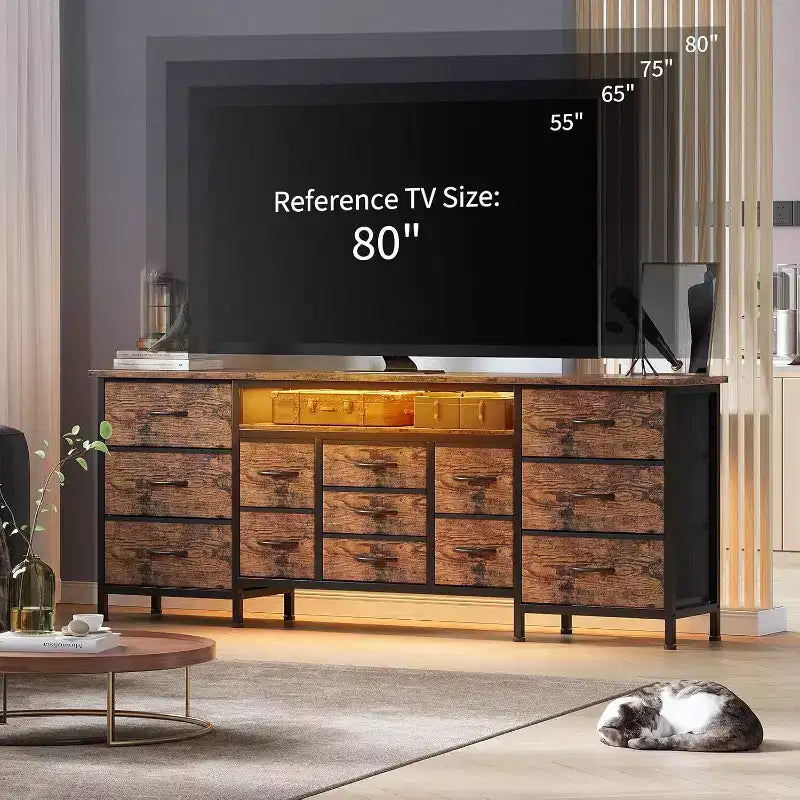 Commode TV longue à tiroirs