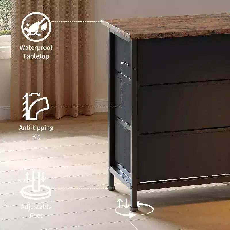 Commode TV longue à tiroirs