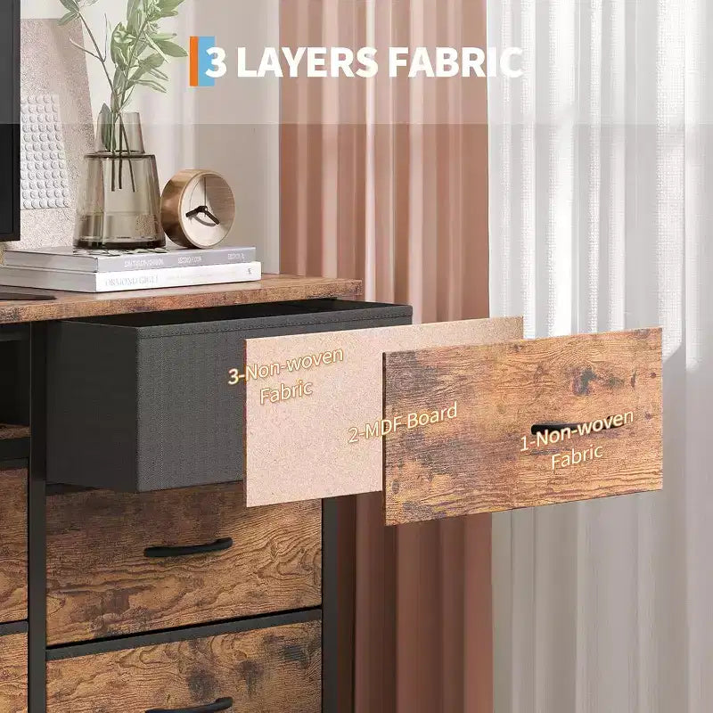 Commode TV longue à tiroirs